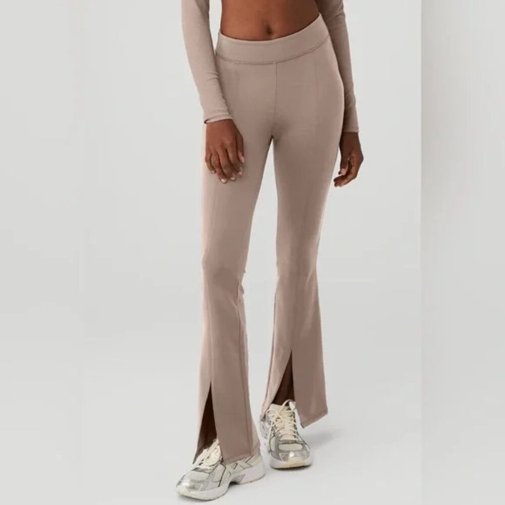 ALO Yoga Boot Cut Split Hem Pants in Taupe